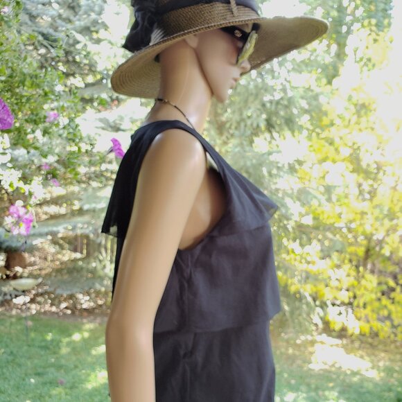 Talbots, 100% cotton black tiered ruffle sleeveless dress - Picture 6 of 8